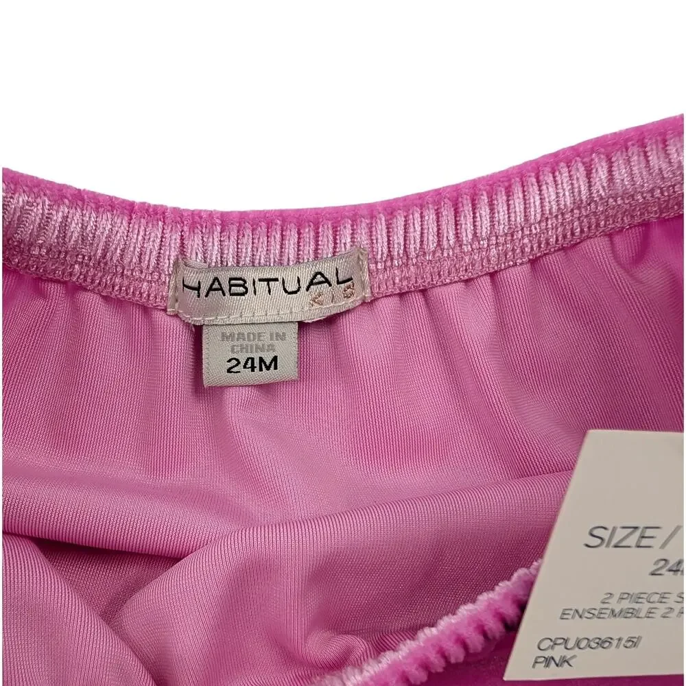 Habitual Girls Pink Striped Dress and Velvet Bloomer Shorts 24 Months - Picture 9 of 10